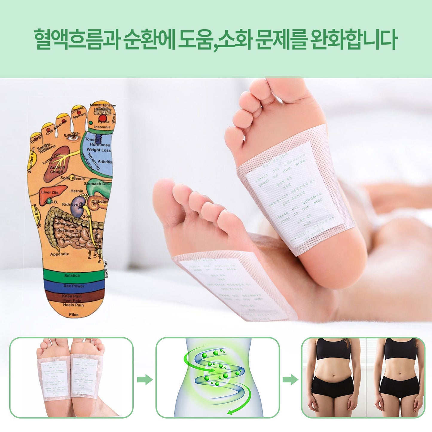 ELAIMEI 디톡스 발패치 10매 대나무식초 생강 쑥 수액시트