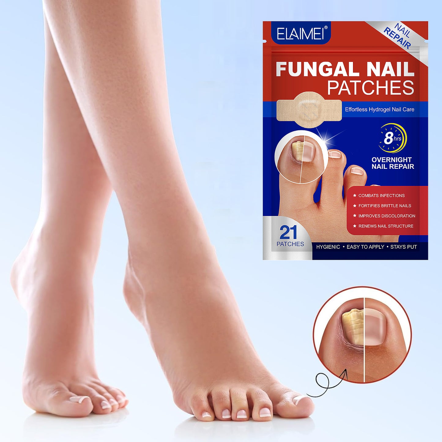 엘라이메이 네일항균 가려움방지 풋케어 패치 비공구오