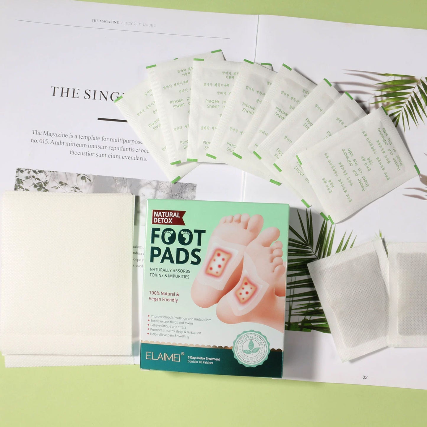 ELAIMEI 디톡스 발패치 10매 대나무식초 생강 쑥 수액시트
