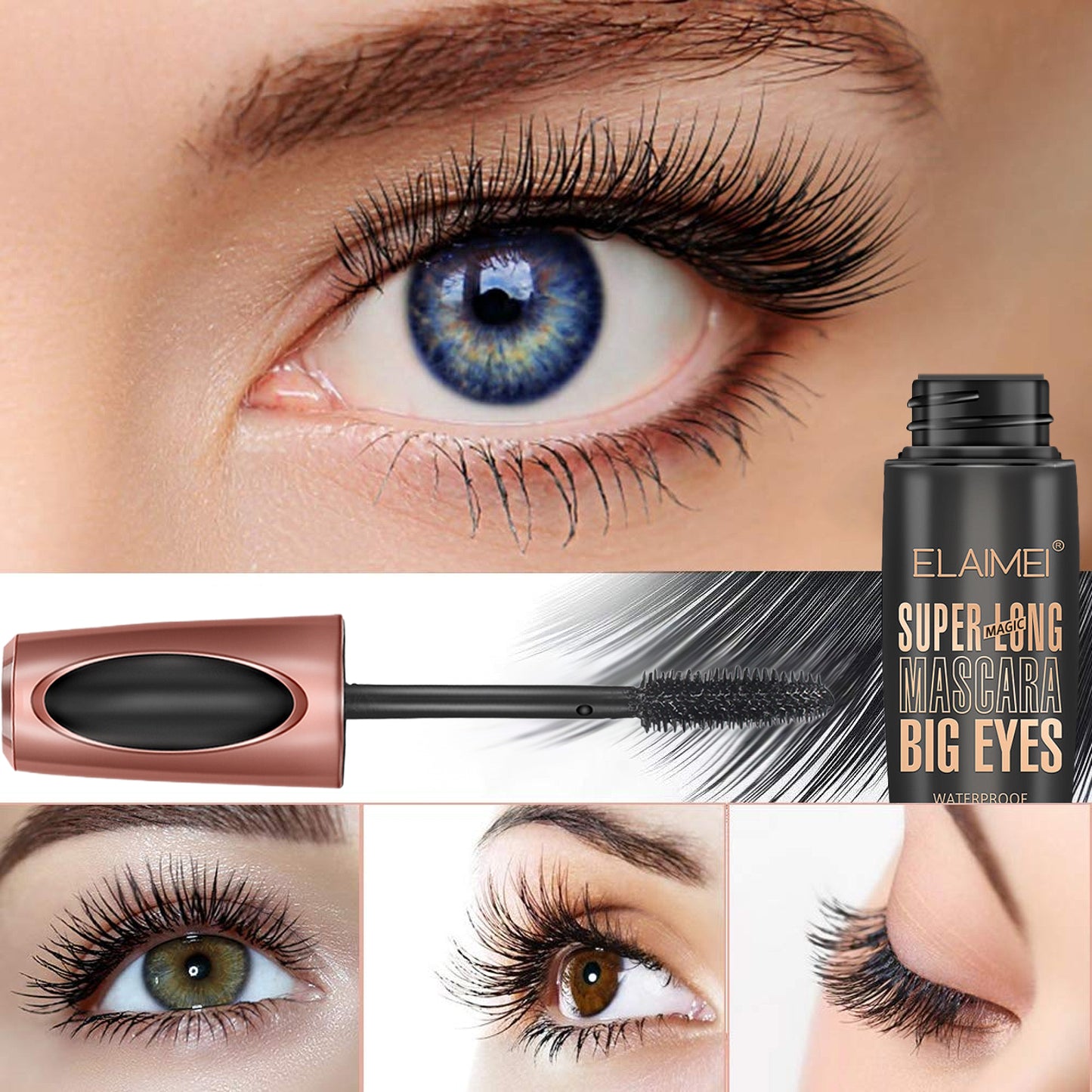 ELAIMEI 마스카라 블랙 볼륨 롱래쉬 워터프루프 번짐방지 롱래스팅