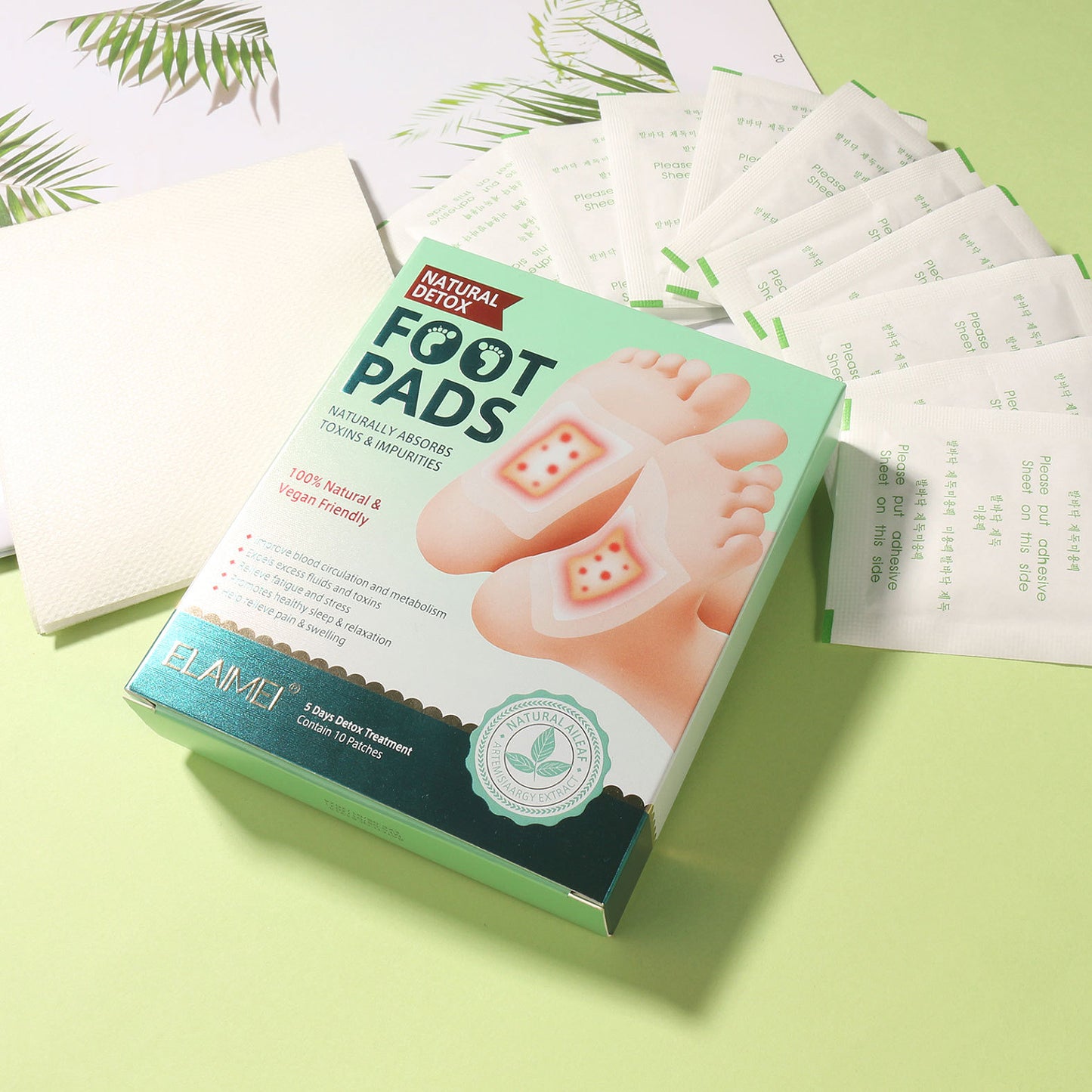 ELAIMEI 디톡스 발패치 10매 대나무식초 생강 쑥 수액시트